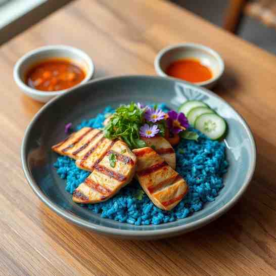 Nasi Kerabu - Blue Rice & Grilled Chicken Salad